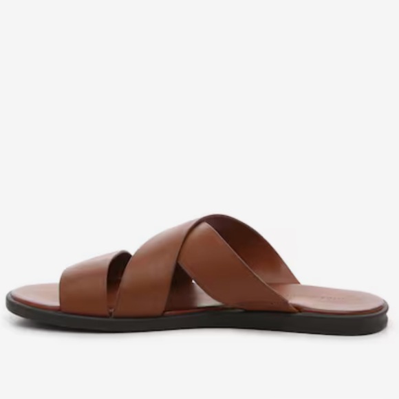 Vince Camuto Men’s COGNAC Waely Criss Cross Leather Upper Slide Sandal NEW NIB - Picture 10 of 16